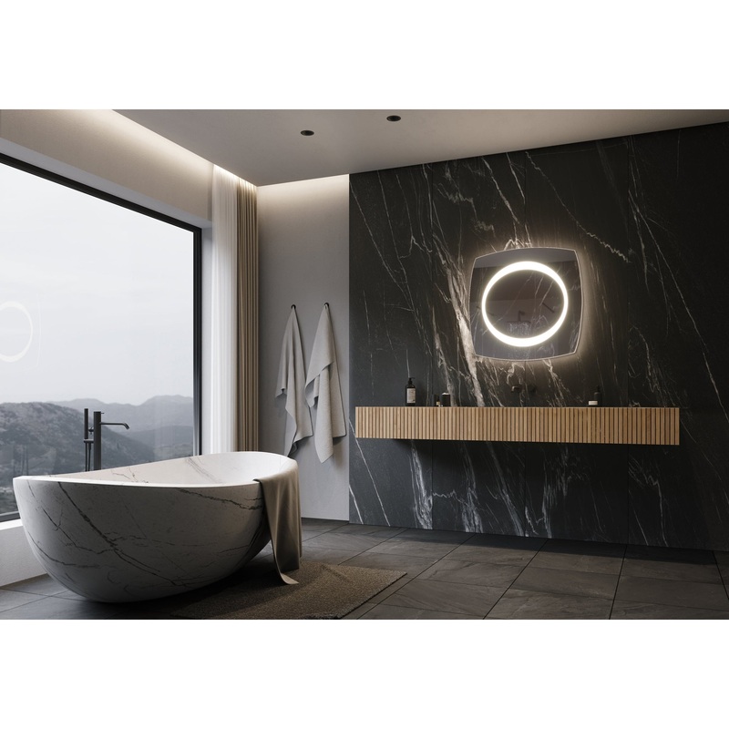 Paris Mirror Halo 28" x 28" Front-lit Illuminated Super Bright Dimmable Wall-Mounted 6000K LED Mirror With Angel Halo Design