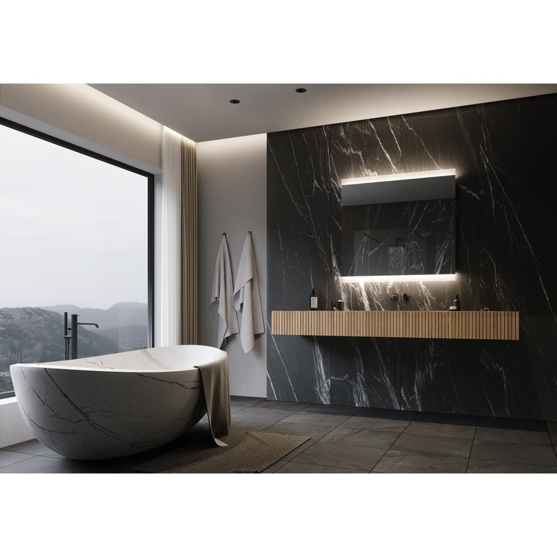 Paris Mirror Paris 40" x 35" Dual-Lighted Super Bright Dimmable Wall-Mounted 6000K LED Mirror With 2 Acrylic Frosted Edges