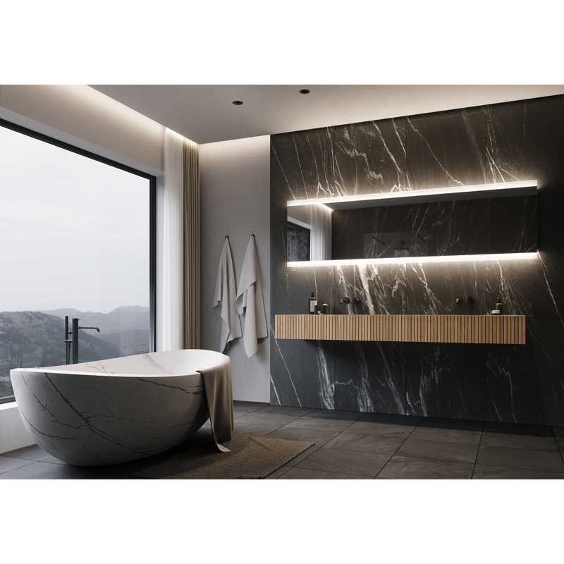 Paris Mirror Paris 96" x 28" Dual-Lighted Super Bright Dimmable Wall-Mounted 6000K LED Mirror With 2 Acrylic Frosted Edges
