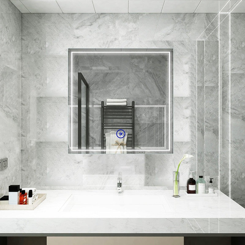 Moreno Francisco 32" x 32" Frameless LED Mirror With Cool and Warm Lighting Options