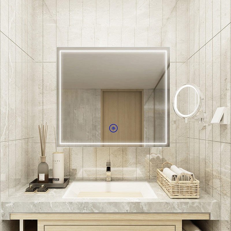 Moreno Francisco 35" x 32" Frameless LED Mirror With Cool and Warm Lighting Options