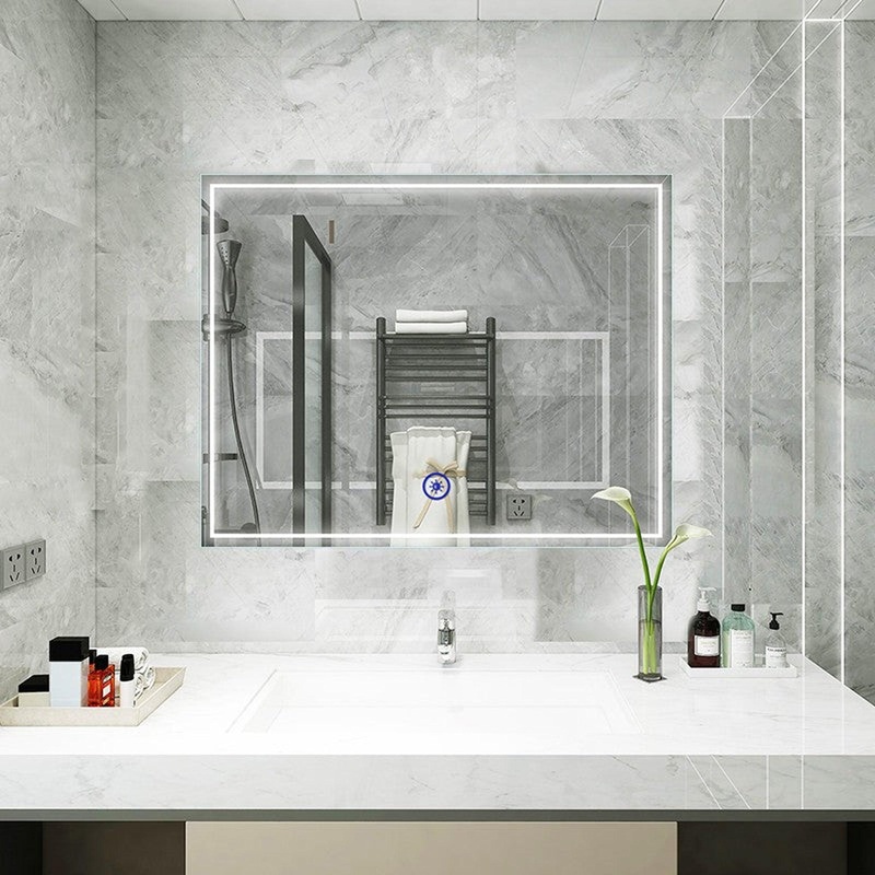 Moreno Francisco 40" x 32" Frameless LED Mirror With Cool and Warm Lighting Options