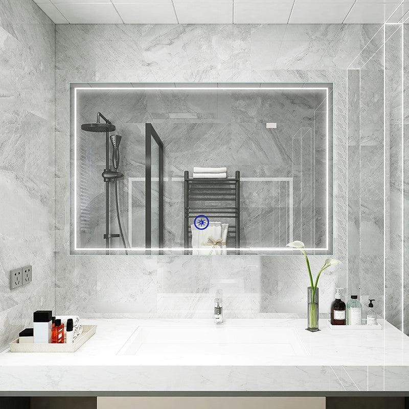 Moreno Francisco 47" x 32" Frameless LED Mirror With Cool and Warm Lighting Options