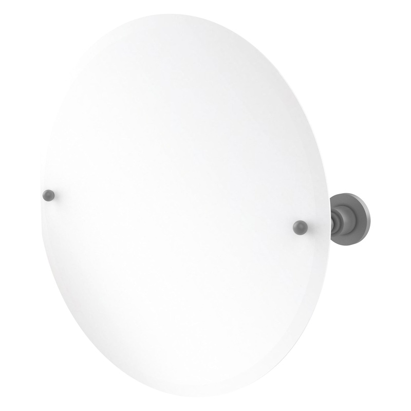 Allied Brass Astor Place 22" x 22" Matte Gray Solid Brass Frameless Round Tilt Mirror With Beveled Edge