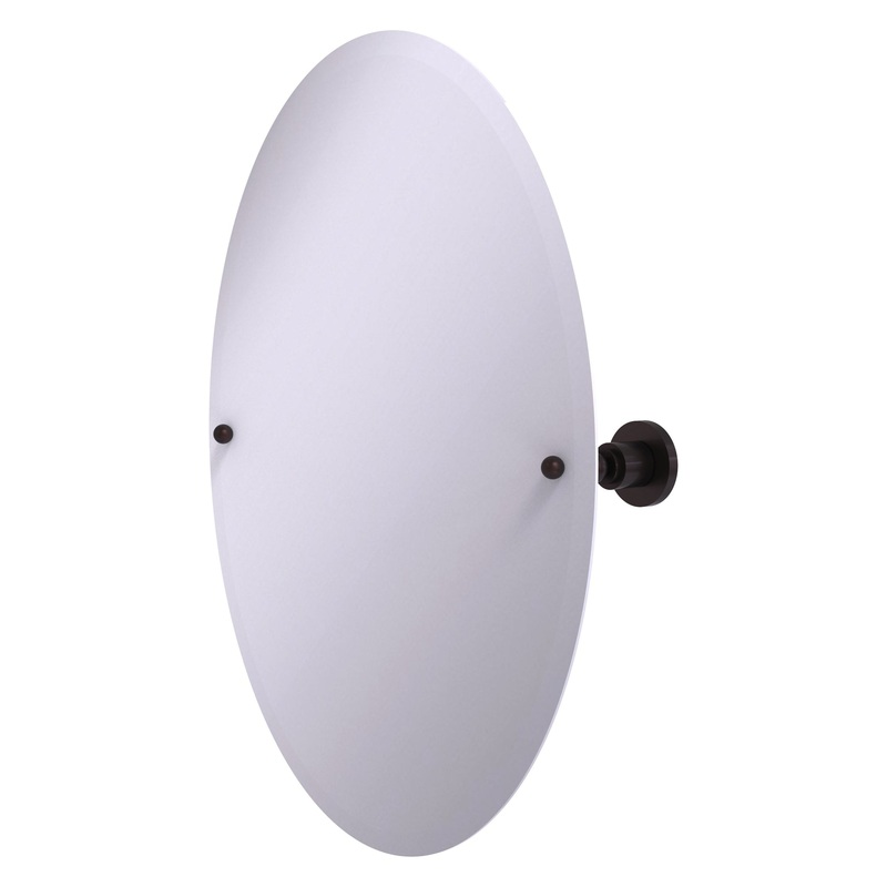 Allied Brass Astor Place 29" x 21" Antique Bronze Solid Brass Frameless Oval Tilt Mirror With Beveled Edge