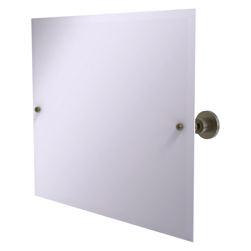Allied Brass Astor Place 21" x 26" Antique Brass Solid Brass Frameless Landscape Rectangular Tilt Mirror With Beveled Edge