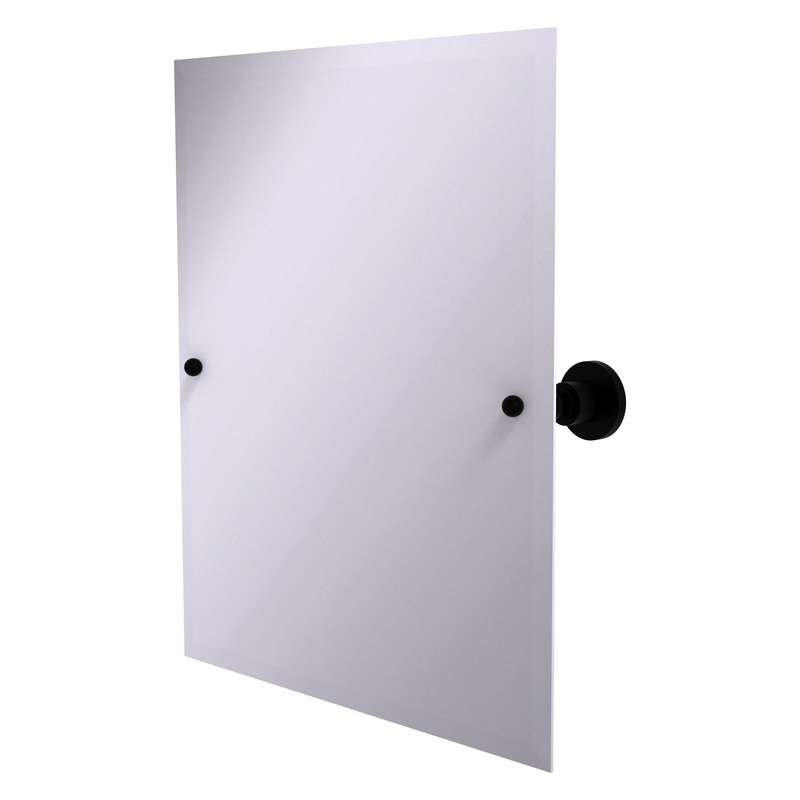 Allied Brass Astor Place 26" x 21" Matte Black Solid Brass Frameless Rectangular Tilt Mirror With Beveled Edge
