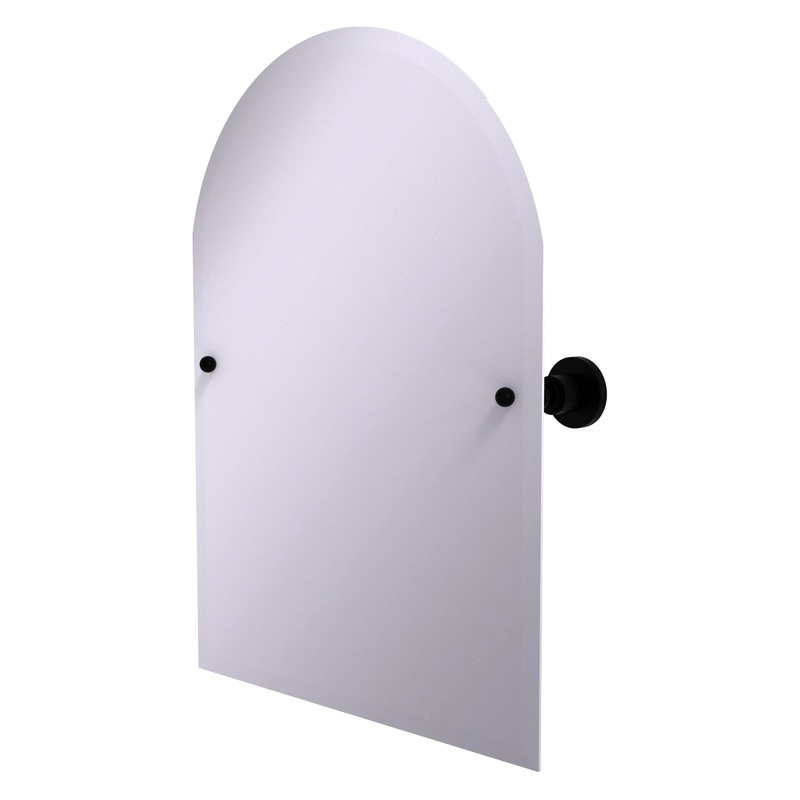 Allied Brass Astor Place 29" x 21" Matte Black Solid Brass Frameless Arched Top Tilt Mirror With Beveled Edge