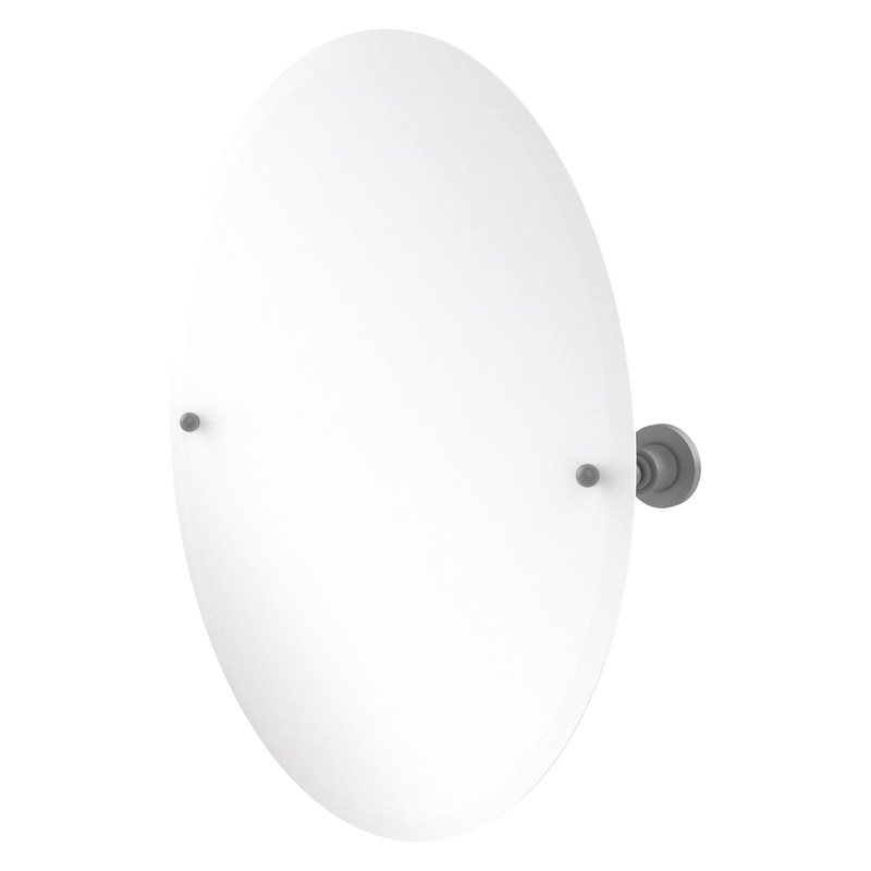 Allied Brass Astor Place 29" x 21" Matte White Solid Brass Frameless Oval Tilt Mirror With Beveled Edge