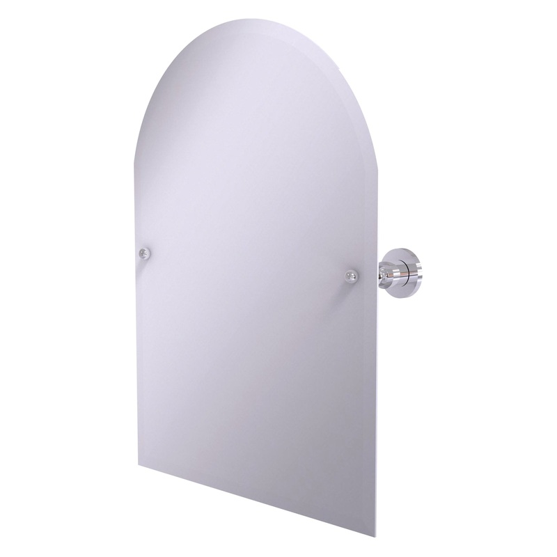 Allied Brass Astor Place 29" x 21" Polished Chrome Solid Brass Frameless Arched Top Tilt Mirror With Beveled Edge