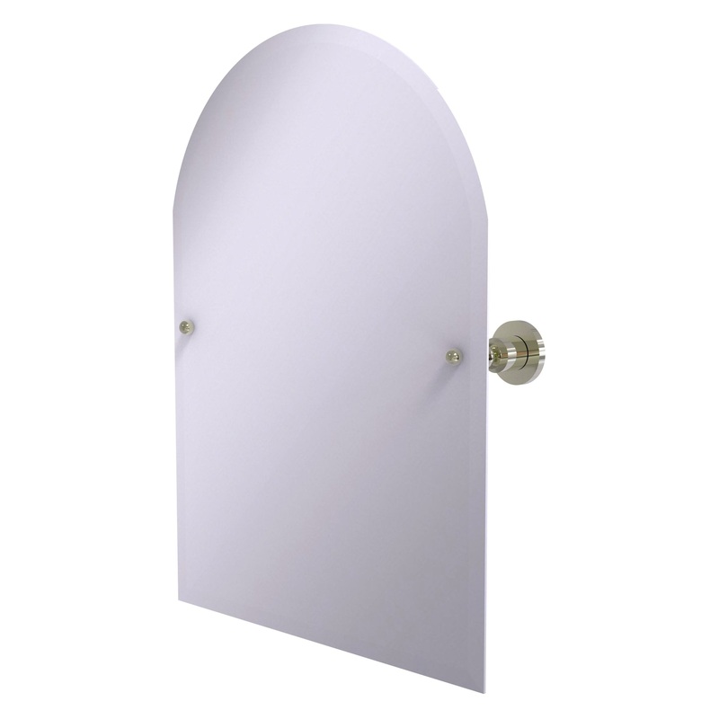 Allied Brass Astor Place 29" x 21" Polished Nickel Solid Brass Frameless Arched Top Tilt Mirror With Beveled Edge