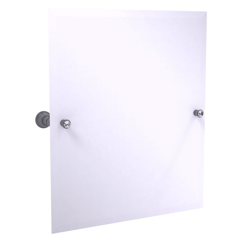 Allied Brass Carolina Crystal 21.8" x 4.8" Matte Gray Solid Brass Frameless Rectangular Tilt Mirror With Beveled Edge