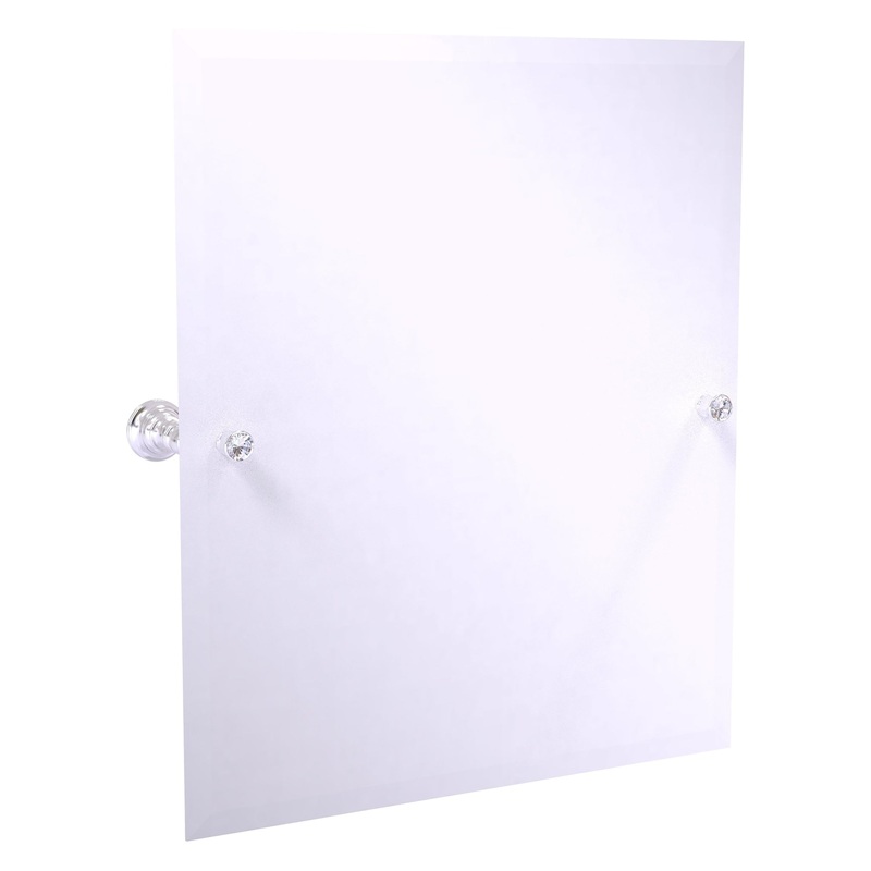 Allied Brass Carolina Crystal 21.8" x 4.8" Satin Chrome Solid Brass Frameless Rectangular Tilt Mirror With Beveled Edge