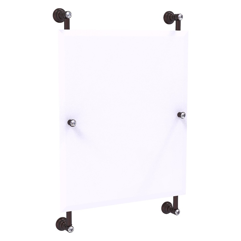 Allied Brass Carolina Crystal 21" x 4.4" Antique Bronze Solid Brass Rectangular Frameless Rail-Mounted Mirror