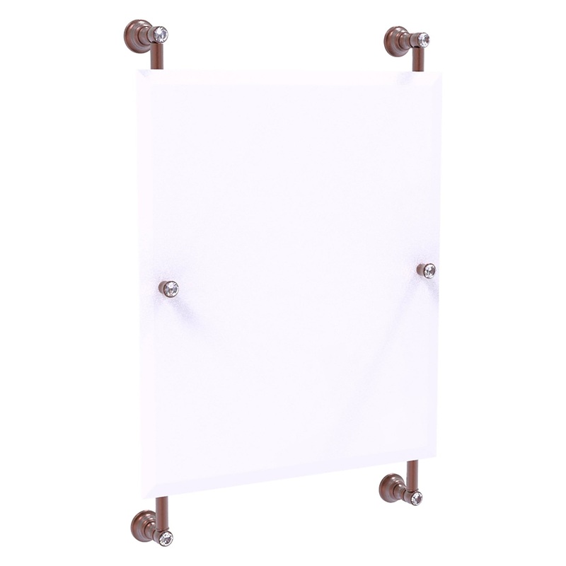 Allied Brass Carolina Crystal 21" x 4.4" Antique Copper Solid Brass Rectangular Frameless Rail-Mounted Mirror