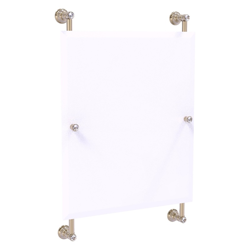 Allied Brass Carolina Crystal 21" x 4.4" Antique Pewter Solid Brass Rectangular Frameless Rail-Mounted Mirror
