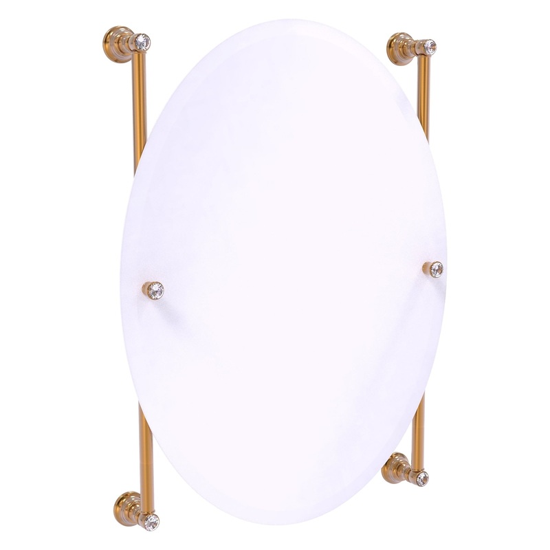 Allied Brass Carolina Crystal 21" x 4.4" Brushed Bronze Solid Brass Oval Frameless Rail-Mounted Mirror