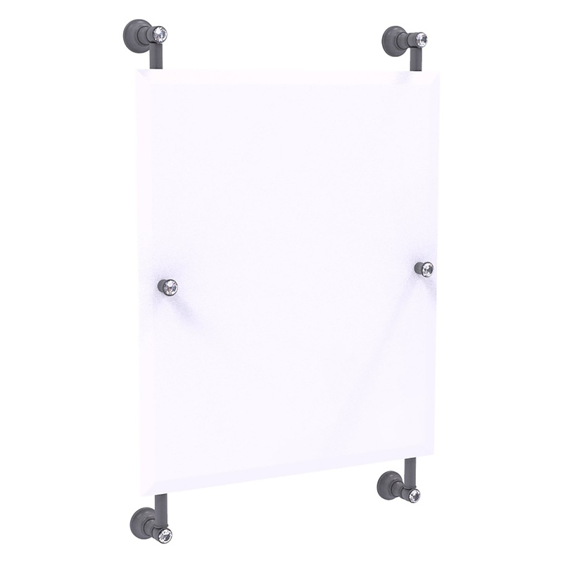 Allied Brass Carolina Crystal 21" x 4.4" Matte Gray Solid Brass Rectangular Frameless Rail-Mounted Mirror