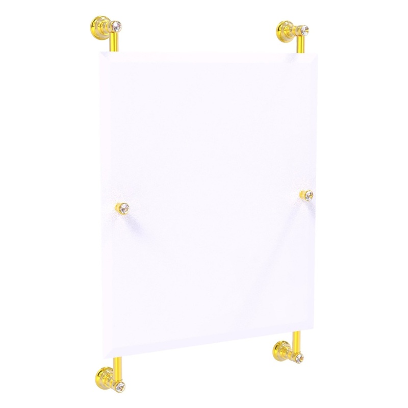 Allied Brass Carolina Crystal 21" x 4.4" Polished Brass Solid Brass Rectangular Frameless Rail-Mounted Mirror
