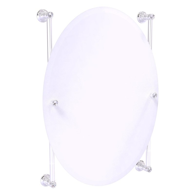 Allied Brass Carolina Crystal 21" x 4.4" Polished Chrome Solid Brass Oval Frameless Rail-Mounted Mirror