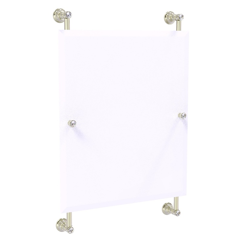 Allied Brass Carolina Crystal 21" x 4.4" Polished Nickel Solid Brass Rectangular Frameless Rail-Mounted Mirror