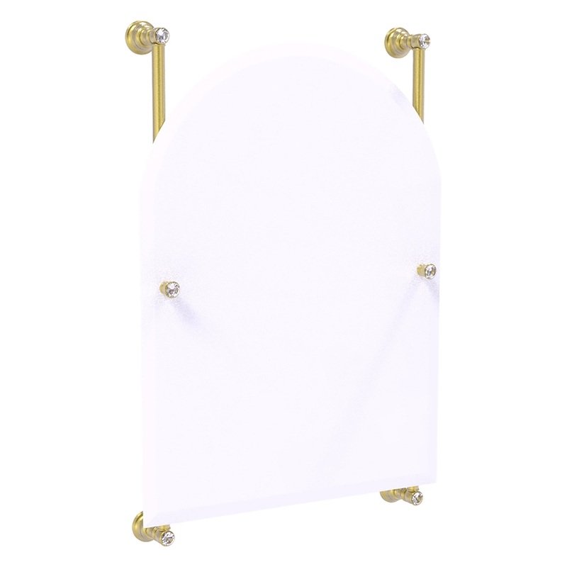 Allied Brass Carolina Crystal 21" x 4.4" Satin Brass Solid Brass Arched Top Frameless Rail-Mounted Mirror