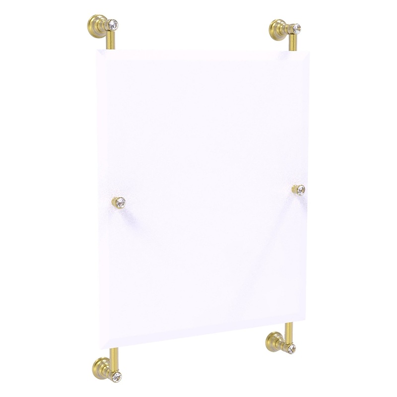Allied Brass Carolina Crystal 21" x 4.4" Satin Brass Solid Brass Rectangular Frameless Rail-Mounted Mirror