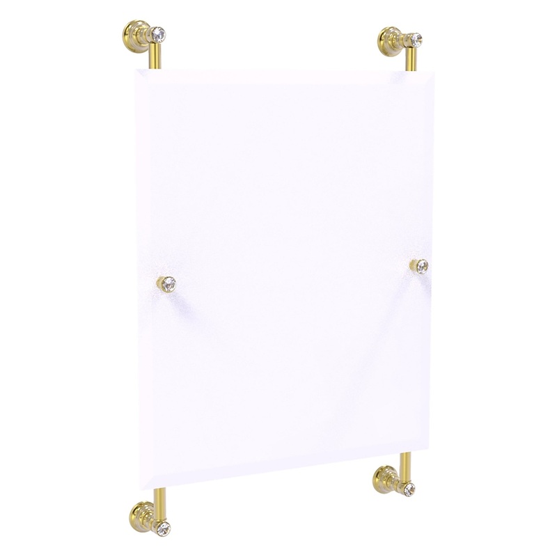 Allied Brass Carolina Crystal 21" x 4.4" Unlacquered Brass Solid Brass Rectangular Frameless Rail-Mounted Mirror