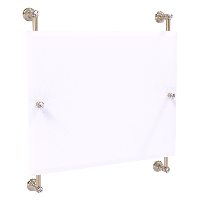 Allied Brass Carolina Crystal 26" x 4.4" Antique Pewter Solid Brass Rectangular Frameless Rail-Mounted Mirror