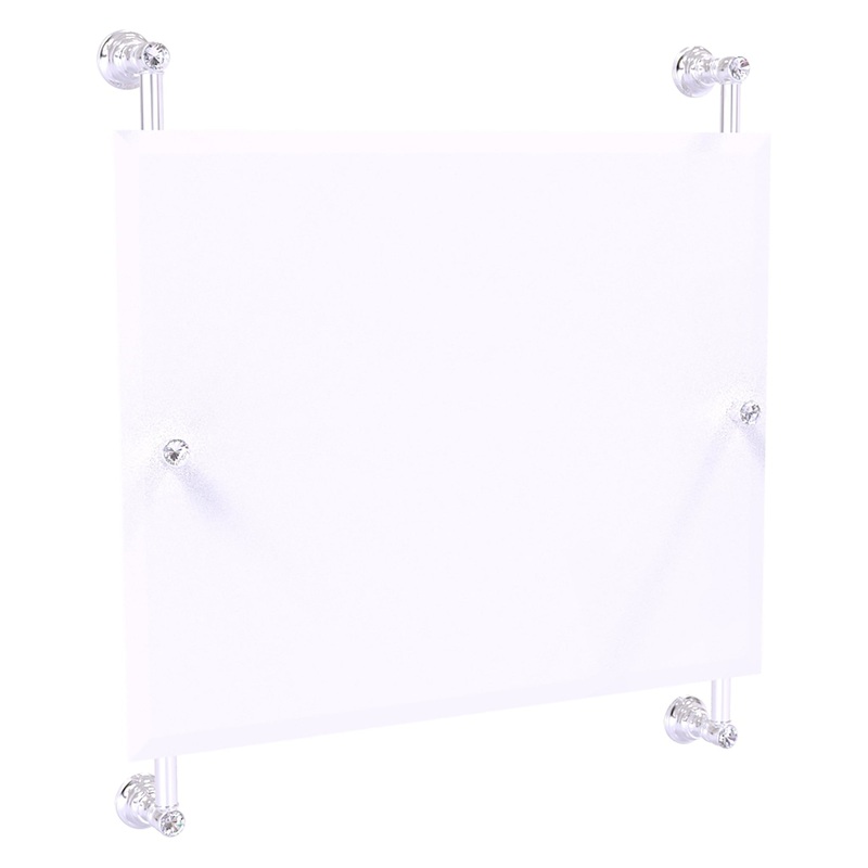 Allied Brass Carolina Crystal 26" x 4.4" Polished Chrome Solid Brass Rectangular Frameless Rail-Mounted Mirror