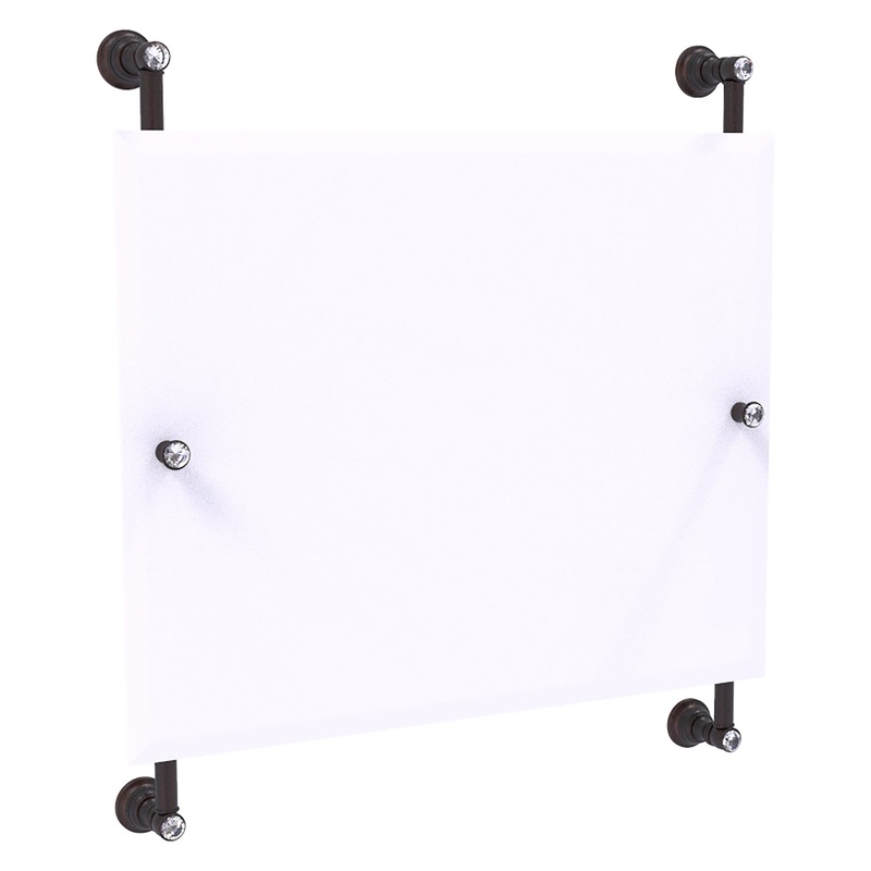 Allied Brass Carolina Crystal 26" x 4.4" Venetian Bronze Solid Brass Rectangular Frameless Rail-Mounted Mirror