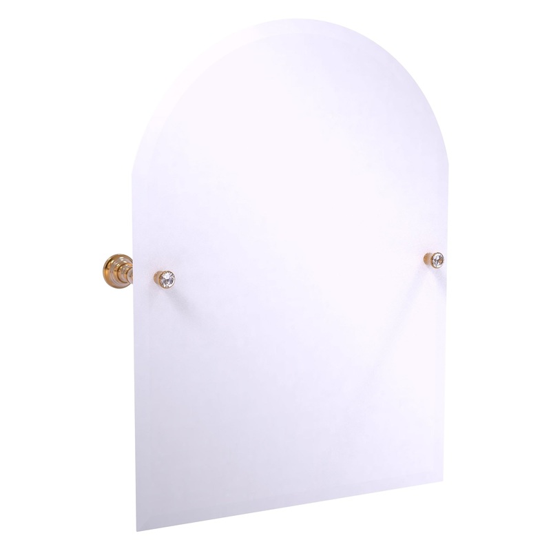 Allied Brass Carolina Crystal 21.8" x 4.8" Brushed Bronze Solid Brass Frameless Arched Top Tilt Mirror With Beveled Edge