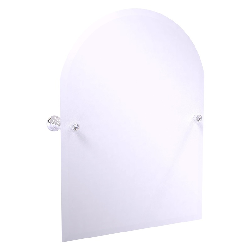 Allied Brass Carolina Crystal 21.8" x 4.8" Polished Chrome Solid Brass Frameless Arched Top Tilt Mirror With Beveled Edge