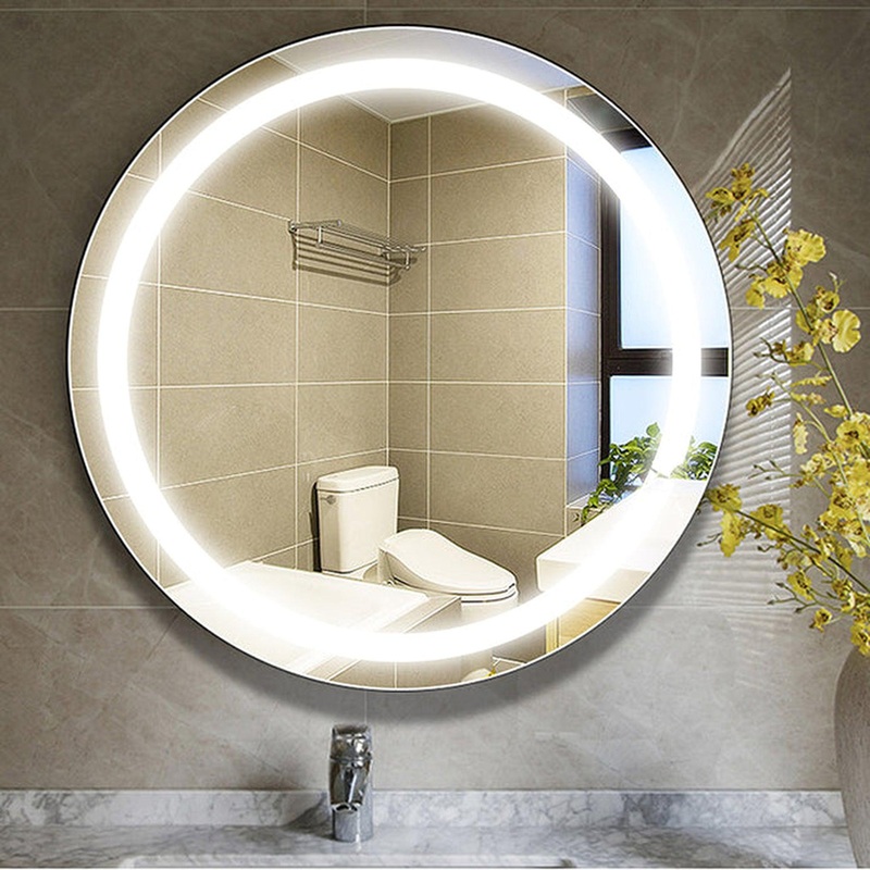Vanity Art 24" W x 24" H Round Frameless LED Lighted Illuminated Bathroom Vanity Wall Mirror
