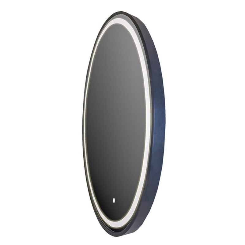 Vanity Art 24" W x 32" H Black Oval LED Lighted Bathroom Vanity Wall Mirror With Touch Sensor