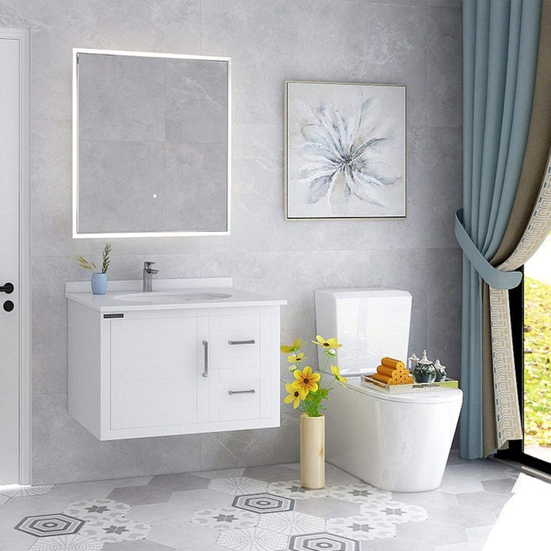 Vanity Art 28" x 28" Square Frameless LED Lighted Illuminated Bathroom Vanity Wall Mirror