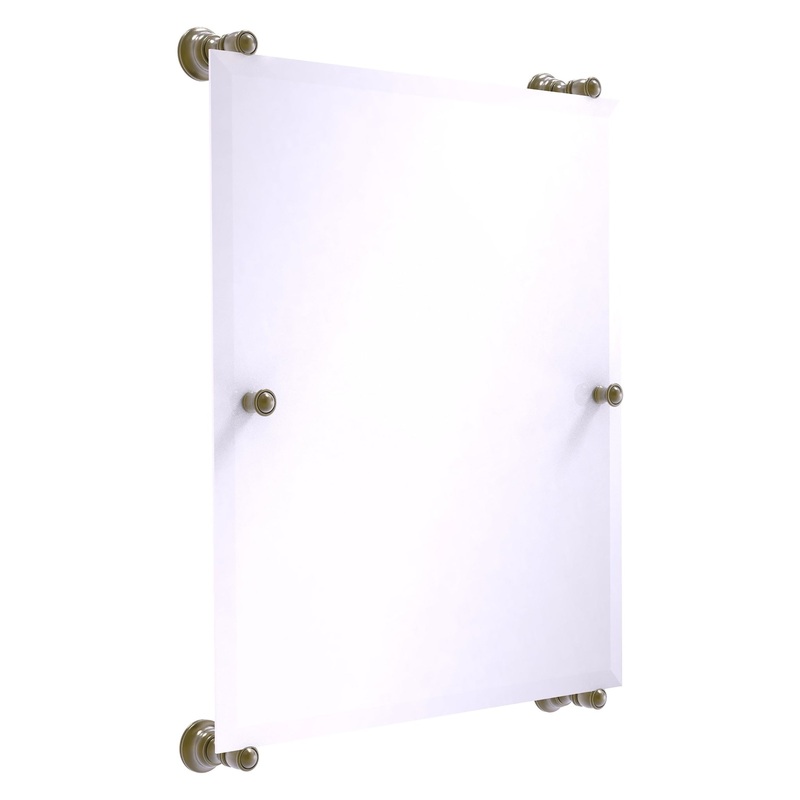 Allied Brass Carolina 21" x 4.4" Antique Brass Solid Brass Rectangular Frameless Rail-Mounted Mirror