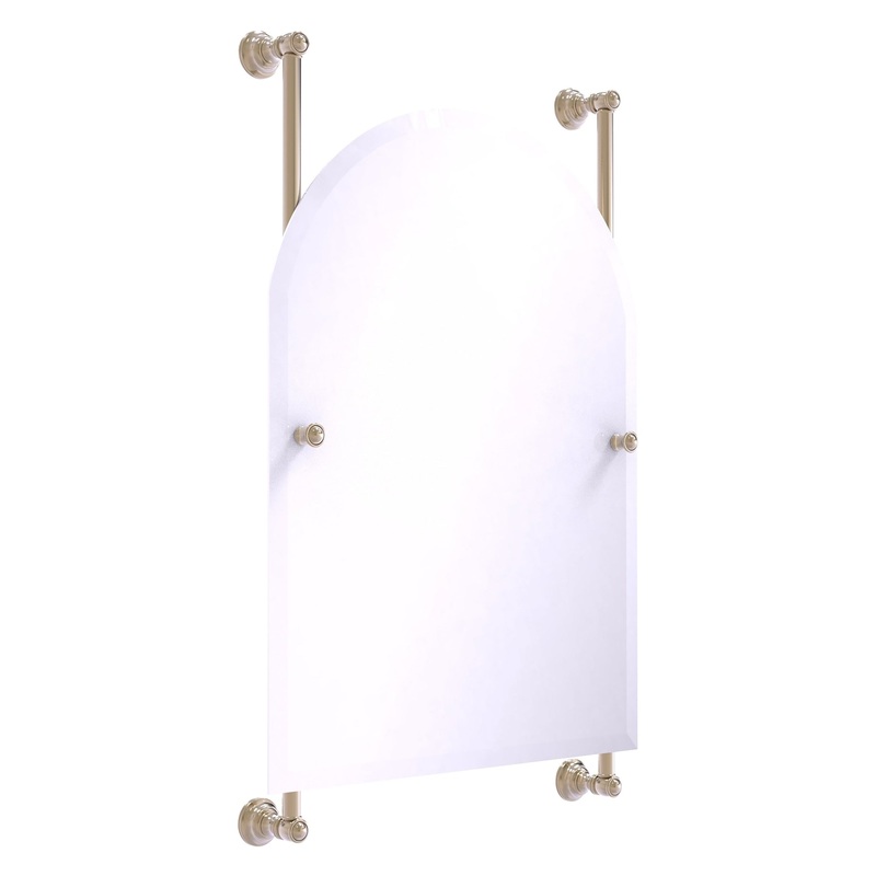 Allied Brass Carolina 21" x 4.4" Antique Pewter Solid Brass Arched Top Frameless Rail Mounted Mirror