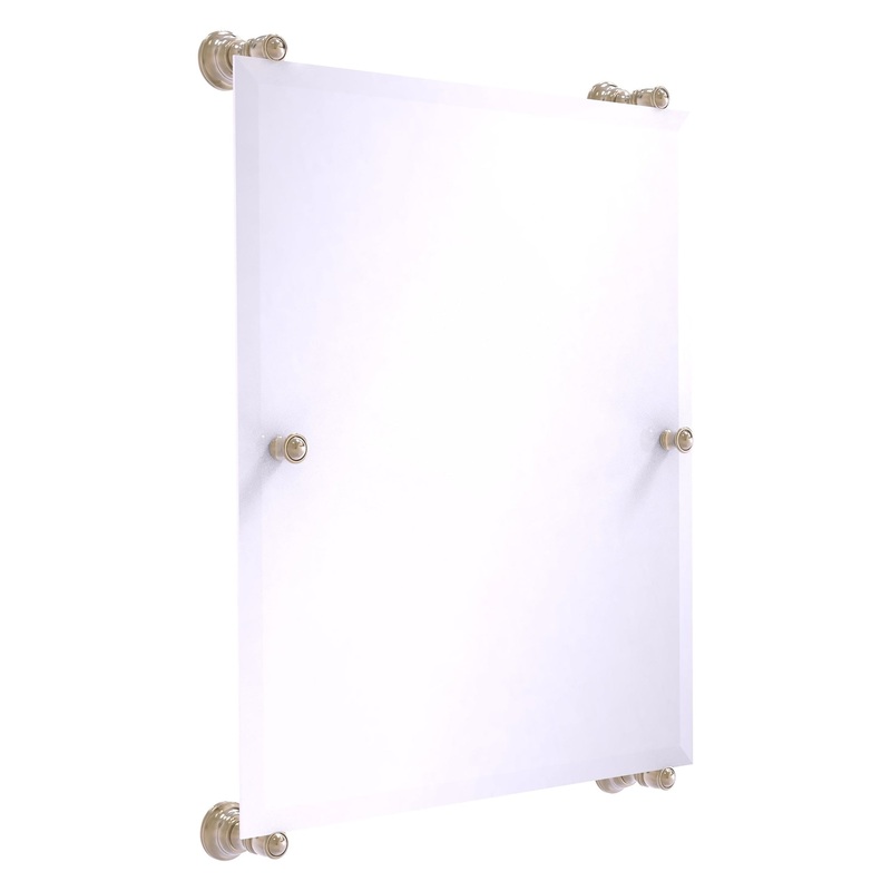 Allied Brass Carolina 21" x 4.4" Antique Pewter Solid Brass Rectangular Frameless Rail-Mounted Mirror