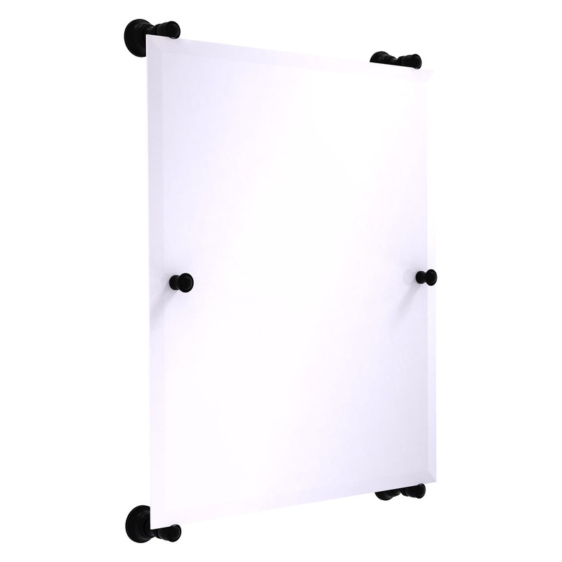 Allied Brass Carolina 21" x 4.4" Matte Black Solid Brass Rectangular Frameless Rail-Mounted Mirror