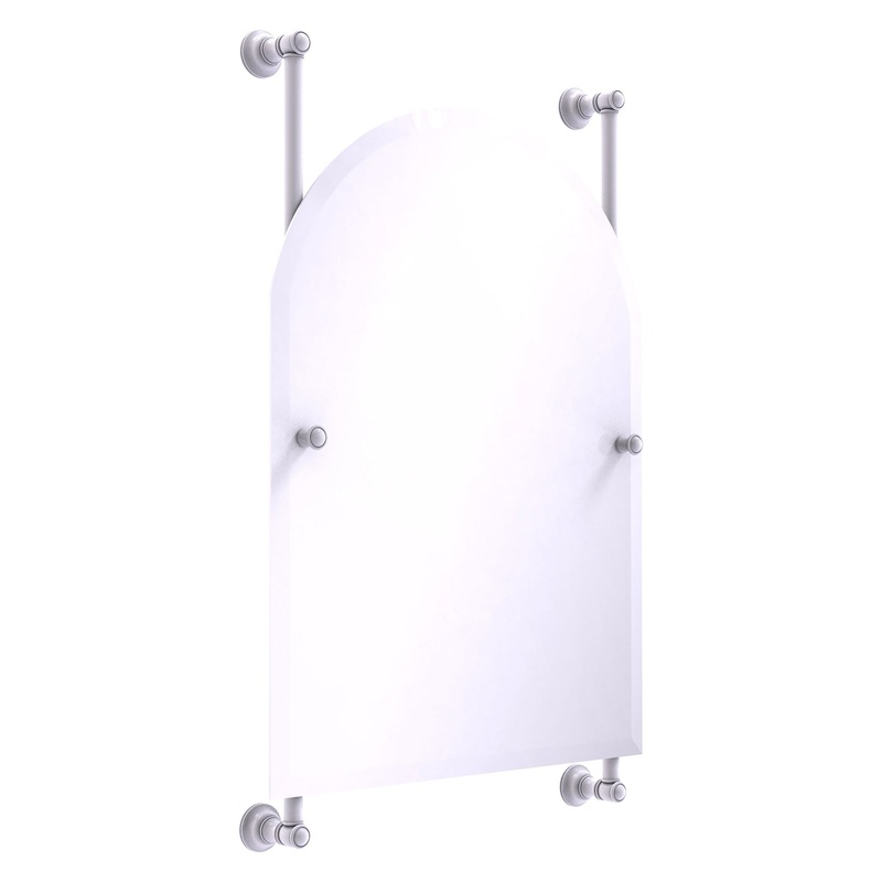 Allied Brass Carolina 21" x 4.4" Matte White Solid Brass Arched Top Frameless Rail Mounted Mirror