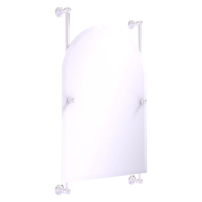 Allied Brass Carolina 21" x 4.4" Polished Chrome Solid Brass Arched Top Frameless Rail Mounted Mirror