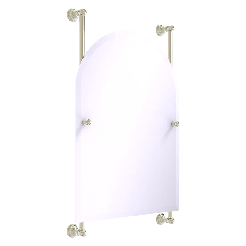 Allied Brass Carolina 21" x 4.4" Polished Nickel Solid Brass Arched Top Frameless Rail Mounted Mirror
