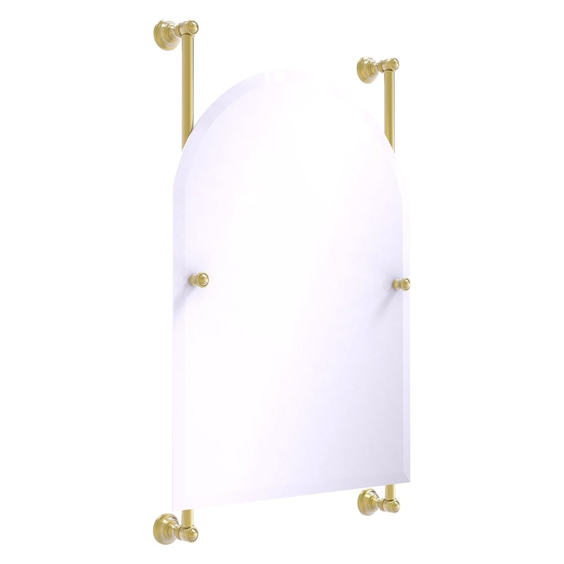 Allied Brass Carolina 21" x 4.4" Satin Brass Solid Brass Arched Top Frameless Rail Mounted Mirror