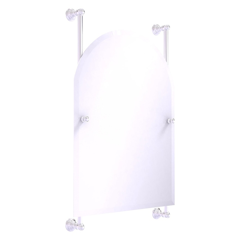 Allied Brass Carolina 21" x 4.4" Satin Chrome Solid Brass Arched Top Frameless Rail Mounted Mirror