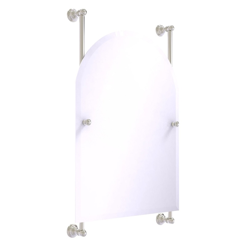 Allied Brass Carolina 21" x 4.4" Satin Nickel Solid Brass Arched Top Frameless Rail Mounted Mirror