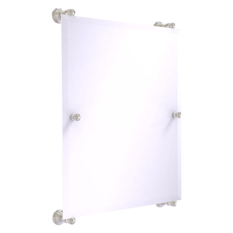 Allied Brass Carolina 21" x 4.4" Satin Nickel Solid Brass Rectangular Frameless Rail-Mounted Mirror