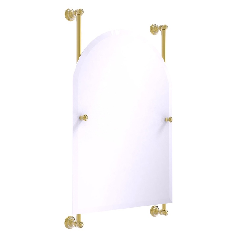Allied Brass Carolina 21" x 4.4" Unlacquered Brass Solid Brass Arched Top Frameless Rail Mounted Mirror