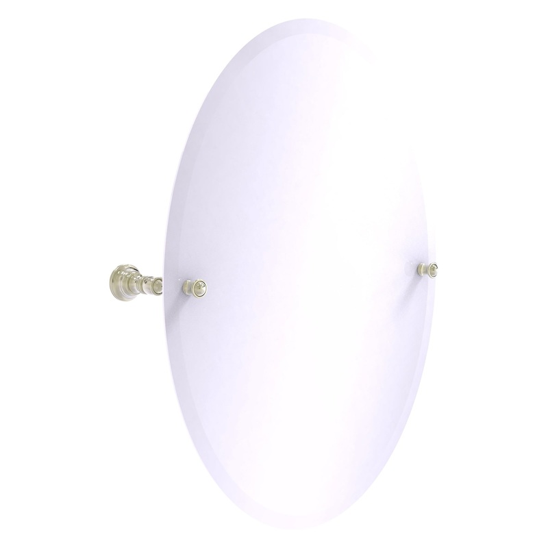 Allied Brass Carolina 21" x 4.8" Polished Nickel Solid Brass Frameless Oval Tilt Mirror With Beveled Edge