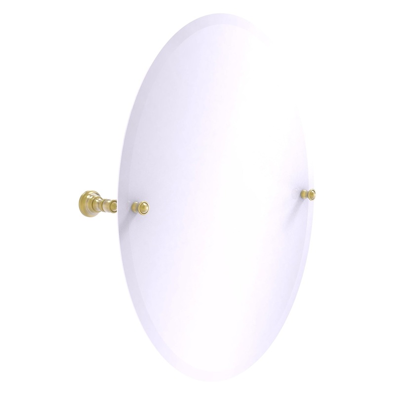 Allied Brass Carolina 21" x 4.8" Satin Brass Solid Brass Frameless Oval Tilt Mirror With Beveled Edge